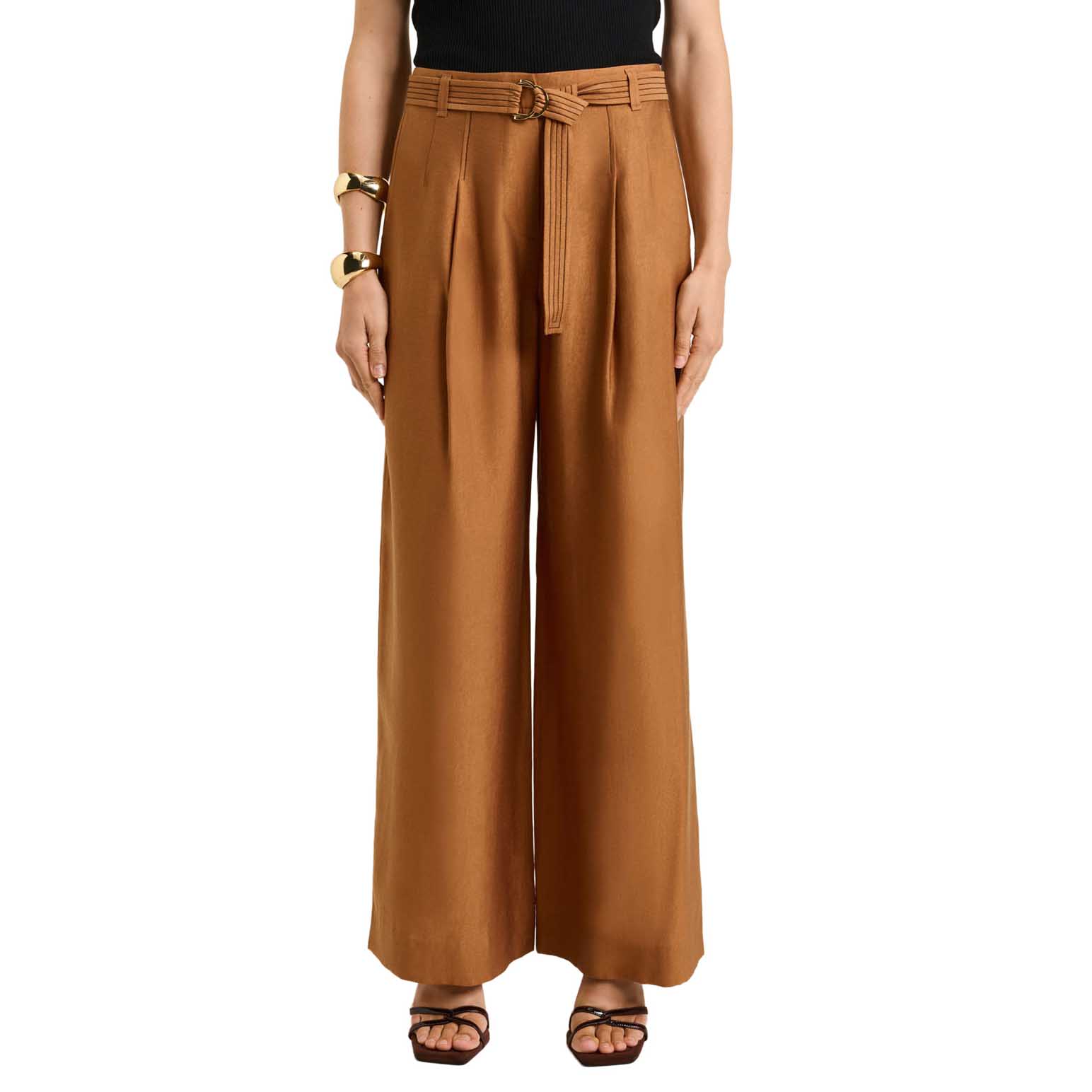 Veronika Maine Washer Lyocell Straight Leg Belted Straight Leg Pant